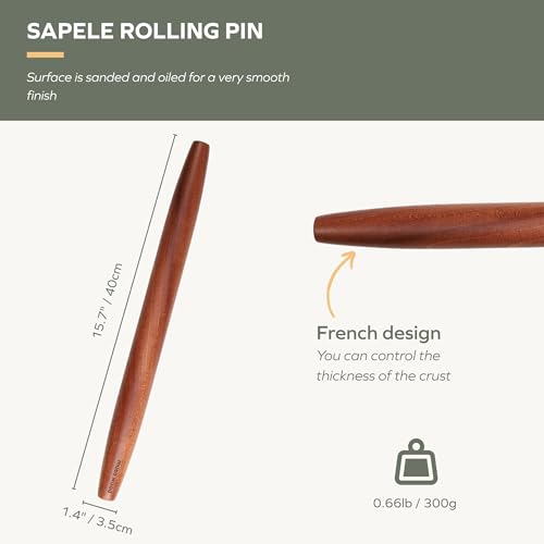 Sapele French Rolling Pin for Baking