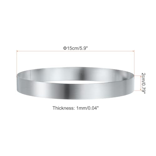 Round Cake Ring 5.9 x 1 Inch Seamless Stainless Steel Pastry Mousse Dessert Ring Mirror Coating for Baking Cooking English Muffins Crumpet Making Tool