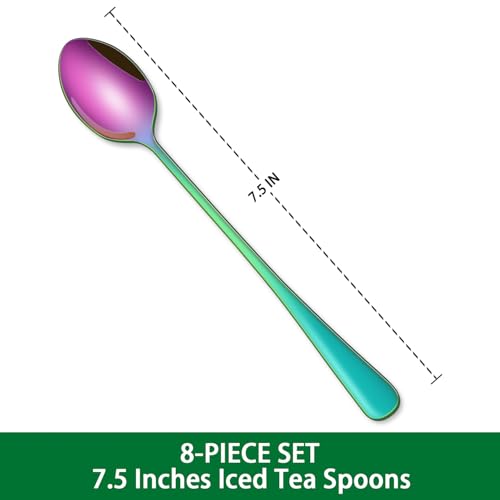 7.5 Inches Rainbow Stainless Steel Ice Tea Spoon (8 Count)