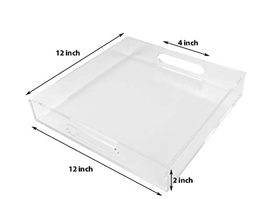 Clear Sturdy Acrylic Serving Tray with Handles