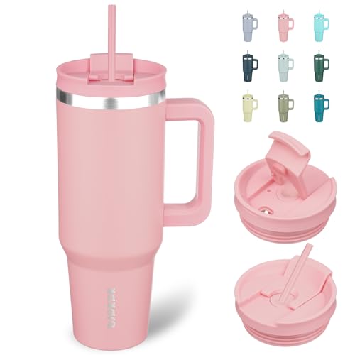 40 oz Insulated Tumbler with Handle & Straw