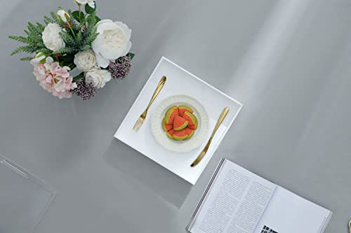 Glossy White Sturdy Acrylic Serving Tray with Handles