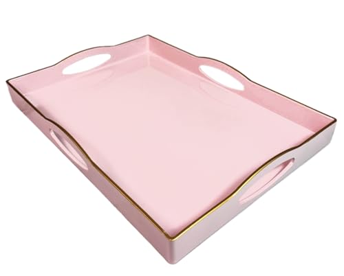 Pink Serving Tray with 4 Handles