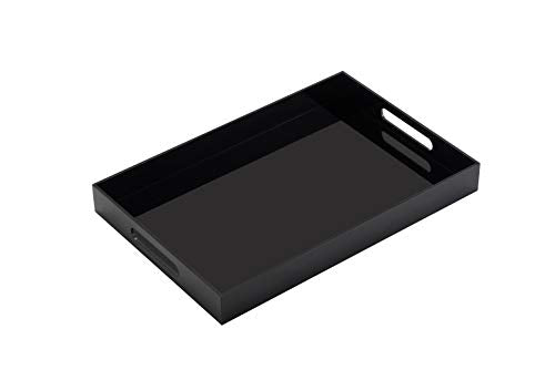 Glossy Black Sturdy Acrylic Serving Tray with Handles