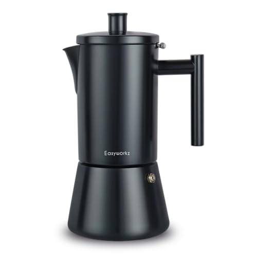 Diego Stovetop Espresso Maker Stainless Steel Italian Coffee Machine Maker 4Cup 6.8 oz Induction Moka Pot