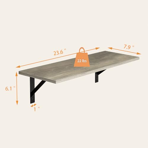 Wall Shelves 23.6" Long Floating Shelves with Metal Brackets (2 Count)