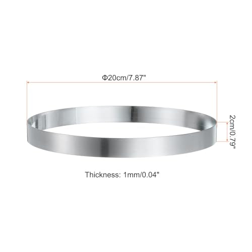 Round Cake Ring 7.87 x 1 Inch Seamless Stainless Steel Pastry Mousse Dessert Ring Mirror Coating for Baking Cooking English Muffins Crumpet Making Tool