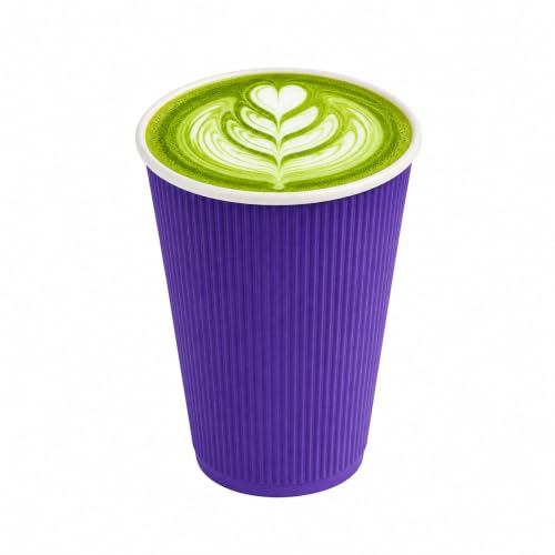 Ripple Wall Coffee Cups 25 Count 16 Ounce Insulated Royal Purple Paper Cups