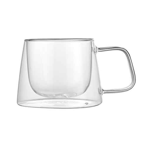 Glass Espresso Cups 12 Count 7 Ounces Borosilicate Double Wall Glass Coffee Mugs Insulated Clear Tea Drinkware for Hot or Cold Beverages