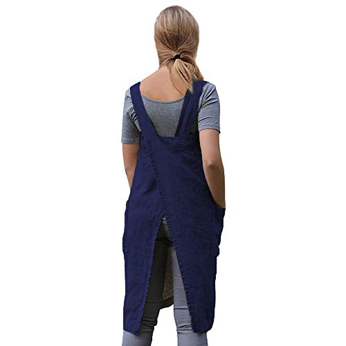 Women’s Pinafore Square Apron Baking Cooking Gardening Works Cross Back Cotton