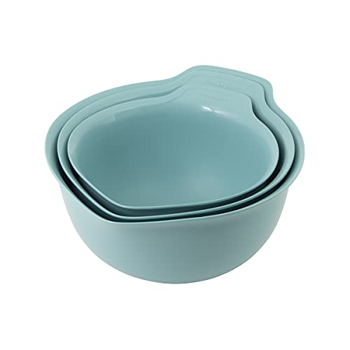 Universal Nesting Plastic Mixing Bowls with Non Slip Base and Pour Spout (3 Count)