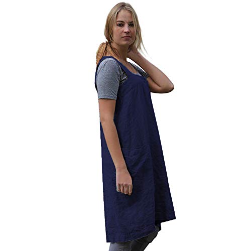 Women’s Pinafore Square Apron Baking Cooking Gardening Works Cross Back Cotton