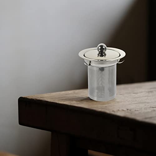 Stainless Steel Tea Strainer with Lid Large Loose Leaf Tea Infuser Replacement for Teapots Cups and Pitchers Easy to Clean Mesh Filter 4X3.3 Inch