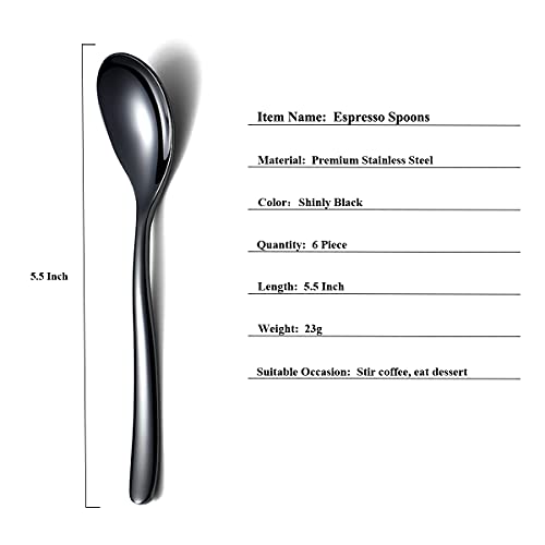 Black Demitasse Espresso Spoons (6 Count)