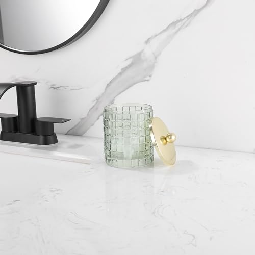 Sage Colored Tranlucent Apothecary Etched Geometric Grid Glass Jar W