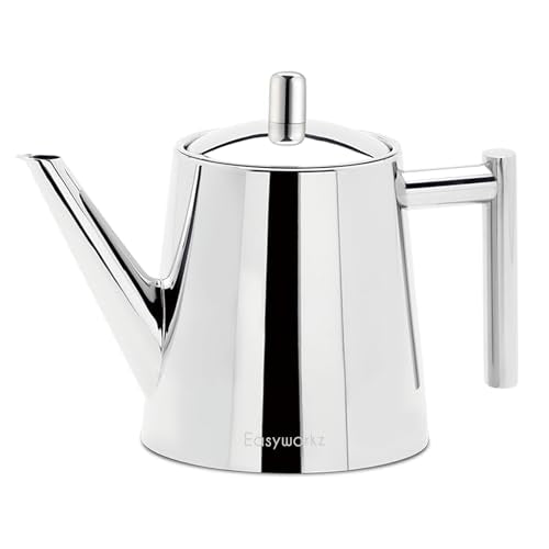 Stainless Steel Double Wall 34 oz Tea Pot with Removable Tea Infuser