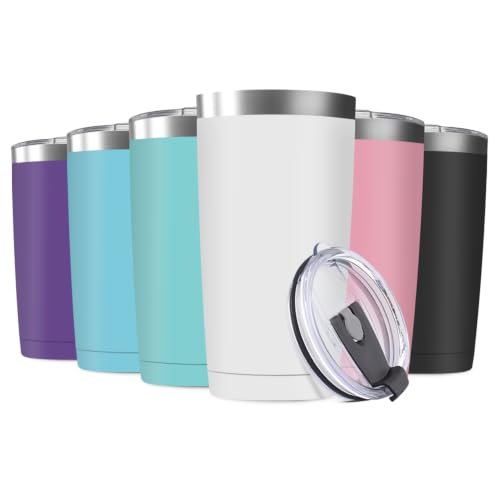 20oz Tumbler Vacuum Insulated Travel Mug with Lids (6 Count)