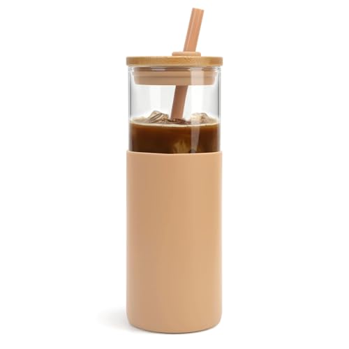 24 oz Glass Tumbler with Lids and Straws