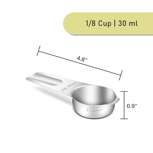 2PCS 1/8CUP (30ML, 1OZ) Measuring Cup, 18/8(304) Stainless Steel (2 Count)