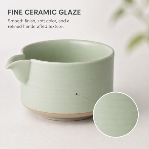 Matcha Traditional Porcelain Tea Bowl with Pour Spout