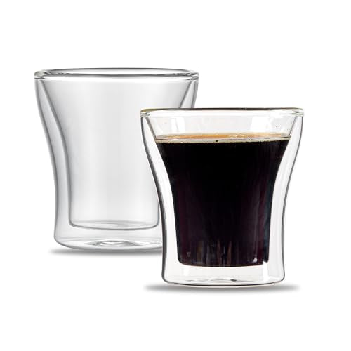Espresso Shot Glasses 12 Case 3.38 Ounce Double Wall Insulated Borosilicate Glass Clear For Hot And Cold Beverages (12 Count)