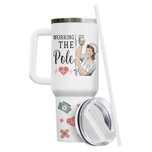 Funny Nurse Working 40 oz Tumbler with Handle