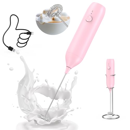 Milk Frother Handheld Rechargeable Milk Foamer Electric Mini Drink Mixer with Stainless Steel Whisk for Coffee
