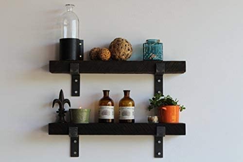 Urban Legacy Accent Shelves | Reclaimed Barn Plank | Set of 2 with Full Brackets (Coffee Bean 24