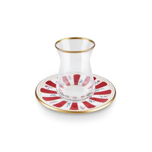 Bursa 12 Piece Turkish Tea Glass and Saucer Set