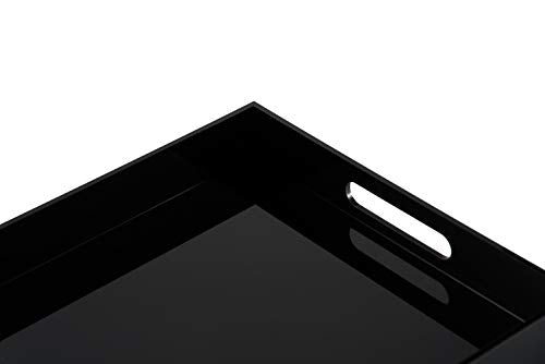 Glossy Black Sturdy Acrylic Serving Tray with Handles