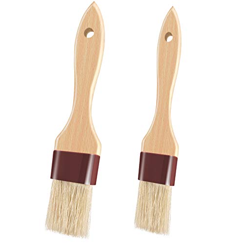 Pastry Brushes for Baking Basting Brush with Boar Bristles and Beech Hardwood Handles Culinary Oil Brush for Barbecue Butter Grill BBQ Sauce Baster Marinade Kitchen Food Cooking Brushes