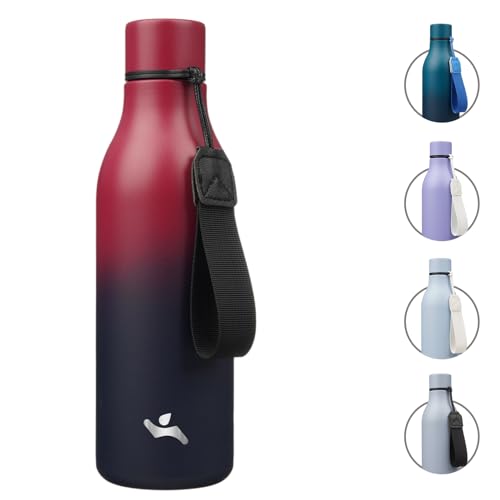 18 oz Insulated Stainless Steel Metal Water Bottle with Strap