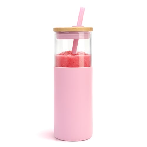 24 oz Glass Tumbler with Lids and Straw