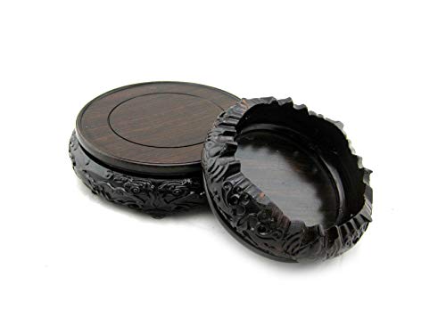 Oriental Luxury Round Elm Solid Wood Vase Display Stands Pedestal Base