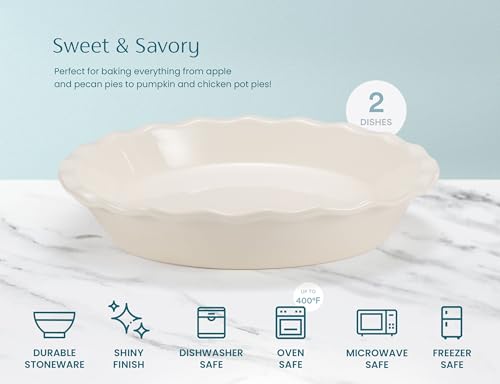 Pie Pan Ceramic Reusable Round Pie Dish (2 Count)