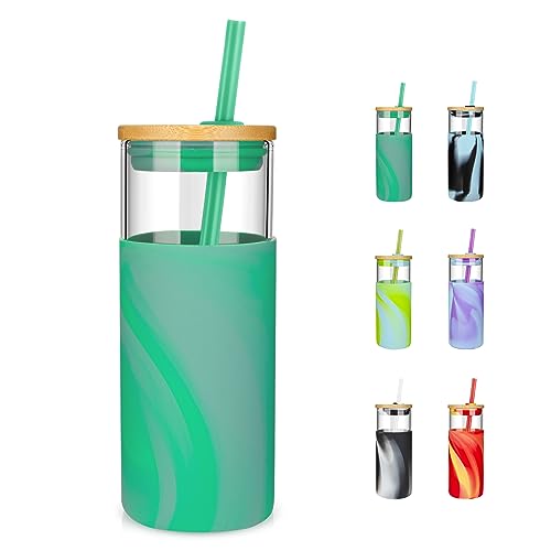 20 oz Glass Tumbler with Lids and Straws