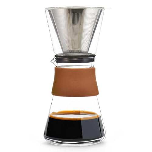 Amsterdam Glass Pour Over Coffee Maker with Steel Filter 27.6 Fl Oz