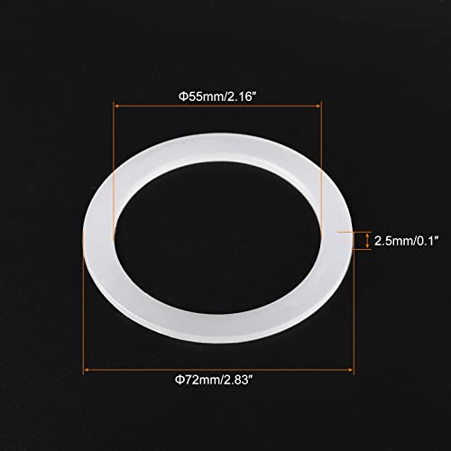 Gasket Seal Coffee Maker White Silicone Ring Replacement 55x72x2.5mm for 6 (5 Count)