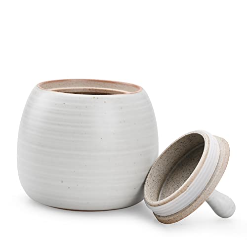 Kitchen Canisters Ceramic Storage Jar with Silicone Airtight Lid White
