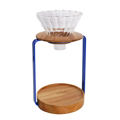 Pour Over Coffee Maker Set with Black Gooseneck Kettle Wooden Filter Holder Coffee Dripper Glass Server with Paper Coffee Filters