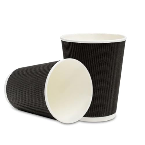 Coffee Cups 500 Pack of 12 oz Ripple Wall Insulated Coffee Cups Non (500 Count)