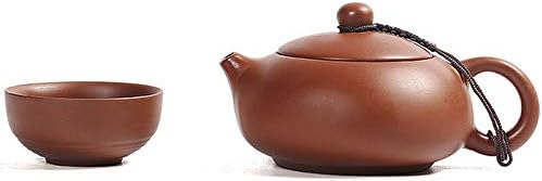 Queena Portable Yixing Zisha Tea Set Handmade Purple Clay Teapot Teacups Traditional Chinese Style Xishi Teapot with Travel Bag Gift for Spring Festival New Year