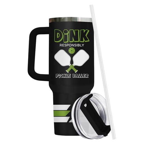 Pickleball Funny Sports 40 oz Tumbler with Handle