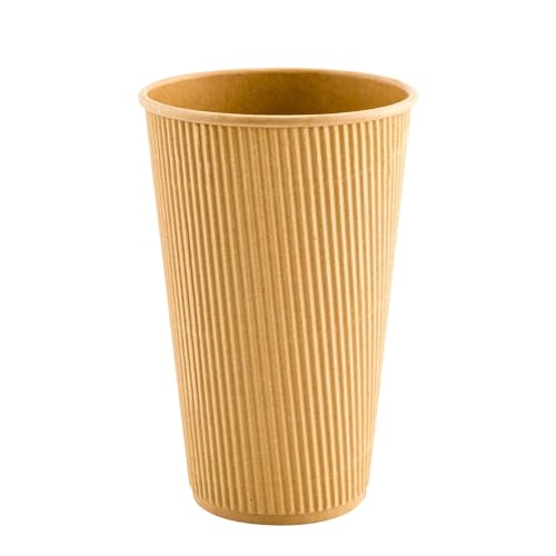 Coffee Cups 500 Pack of 16 oz Ripple Wall Insulated Coffee Cups Non (500 Count)