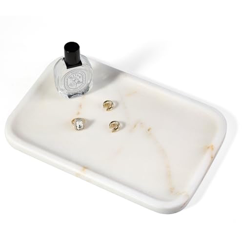 Marble Tray 12"x8" Natural Marble Vanity Tray for Countertop Bathroom Kitchen Dresser