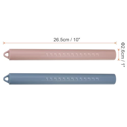2pcs Silicone Rolling Pin 10" Stainless Silicone Surface Non (2 Count)