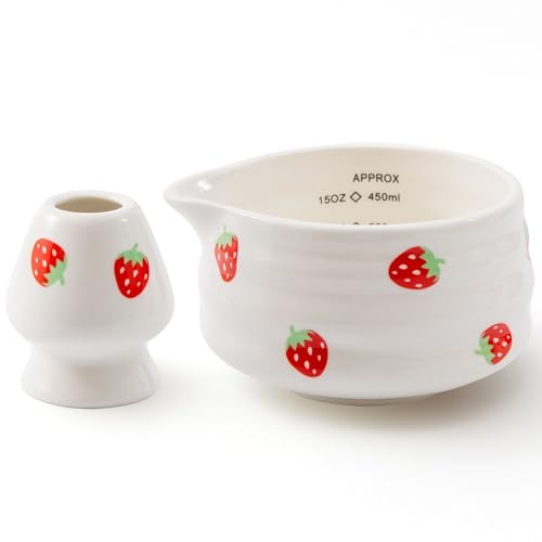 Ceramic Matcha Bowl with Bamboo Whisk Holder