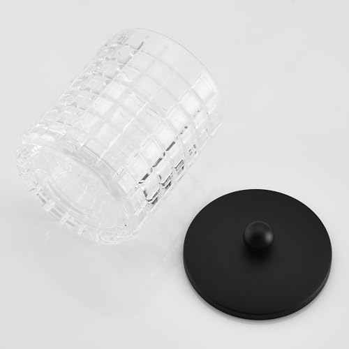Glass Cotton Jar Holder Matte Black Lid