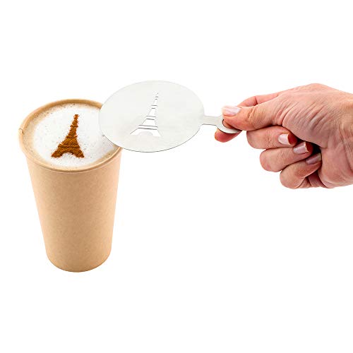 Coffee Art Stencil Pack of 1 Stainless Steel Eiffel Tower Decorating Stencil for Latte Art