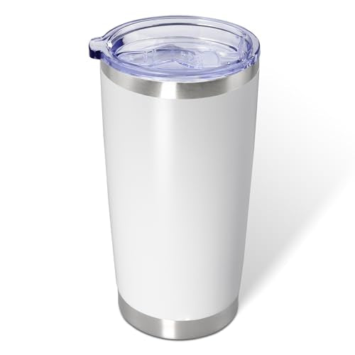 20oz Tumbler with Lid Stainless Steel Tumblers Insulated Mug White 1P